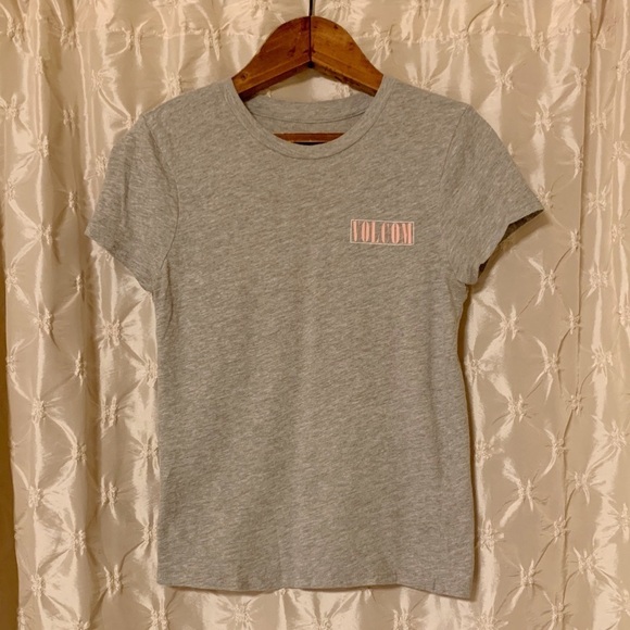 Volcom Gray Short Sleeve Fitted Tee Shirt - Picture 1 of 9
